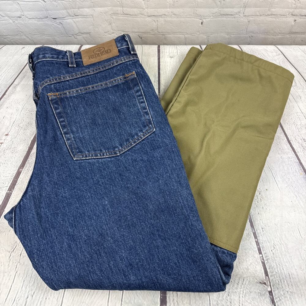 RedHead Mens 36x30 Field Pants Denim Tan Canvas Brush Guard Hunting Work